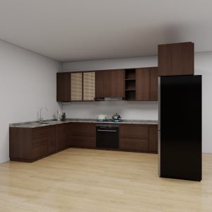 Tủ bếp Plywood phủ melamin vân gỗ óc chó PL12 3 tu bep plywood 3