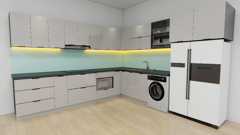 Tủ bếp Inox Cánh Kính TBHM01