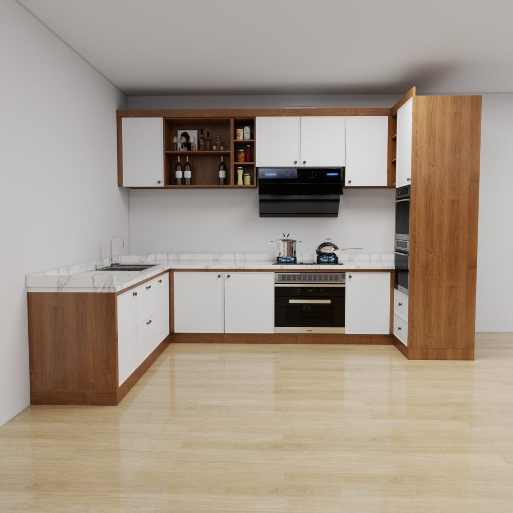 Tủ bếp gỗ MDF Cốt xanh An Cường TBHM67