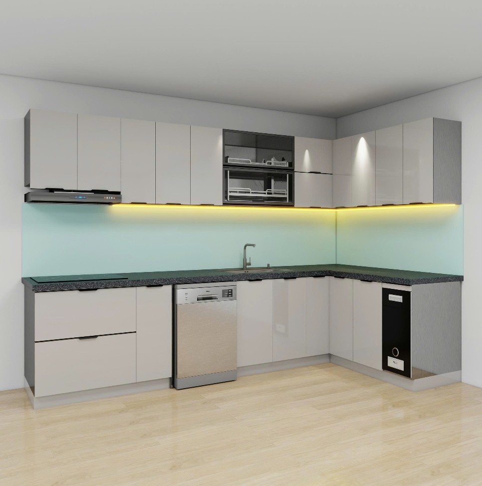 Tủ bếp Inox Cánh Kính TBHM04