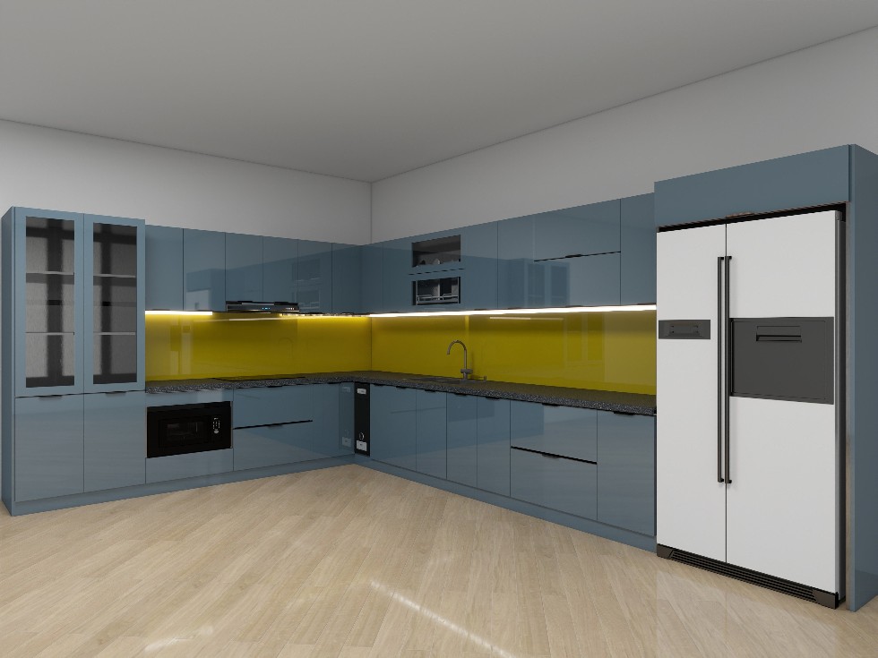 Tủ bếp Inox Cánh Kính TBHM05