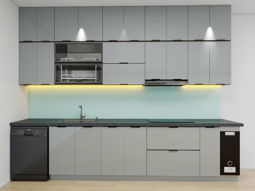 Tủ bếp Inox Cánh Kính TBHM06