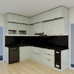 Tủ bếp Inox Cánh Kính TBHM12