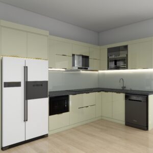 Tủ bếp Inox Cánh Kính TBHM13