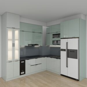 Tủ bếp Inox Cánh Kính TBHM14