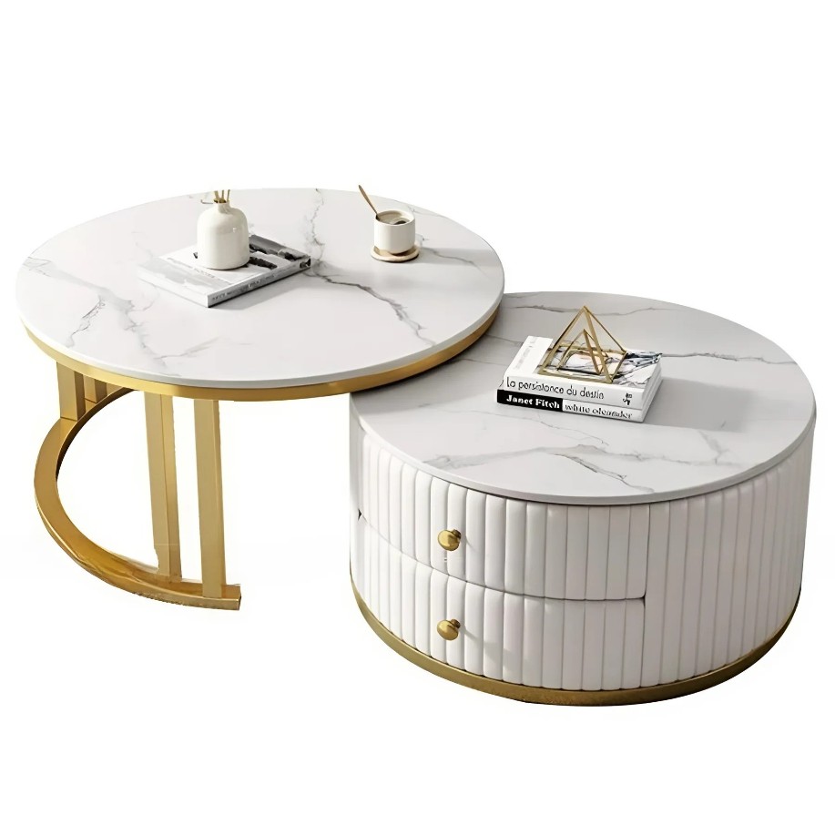 Bàn Trà Gỗ MDF Hình Tròn Sang Trọng BTHM01 1 Bàn Trà Gỗ MDF Hình Tròn Sang Trọng BTHM01