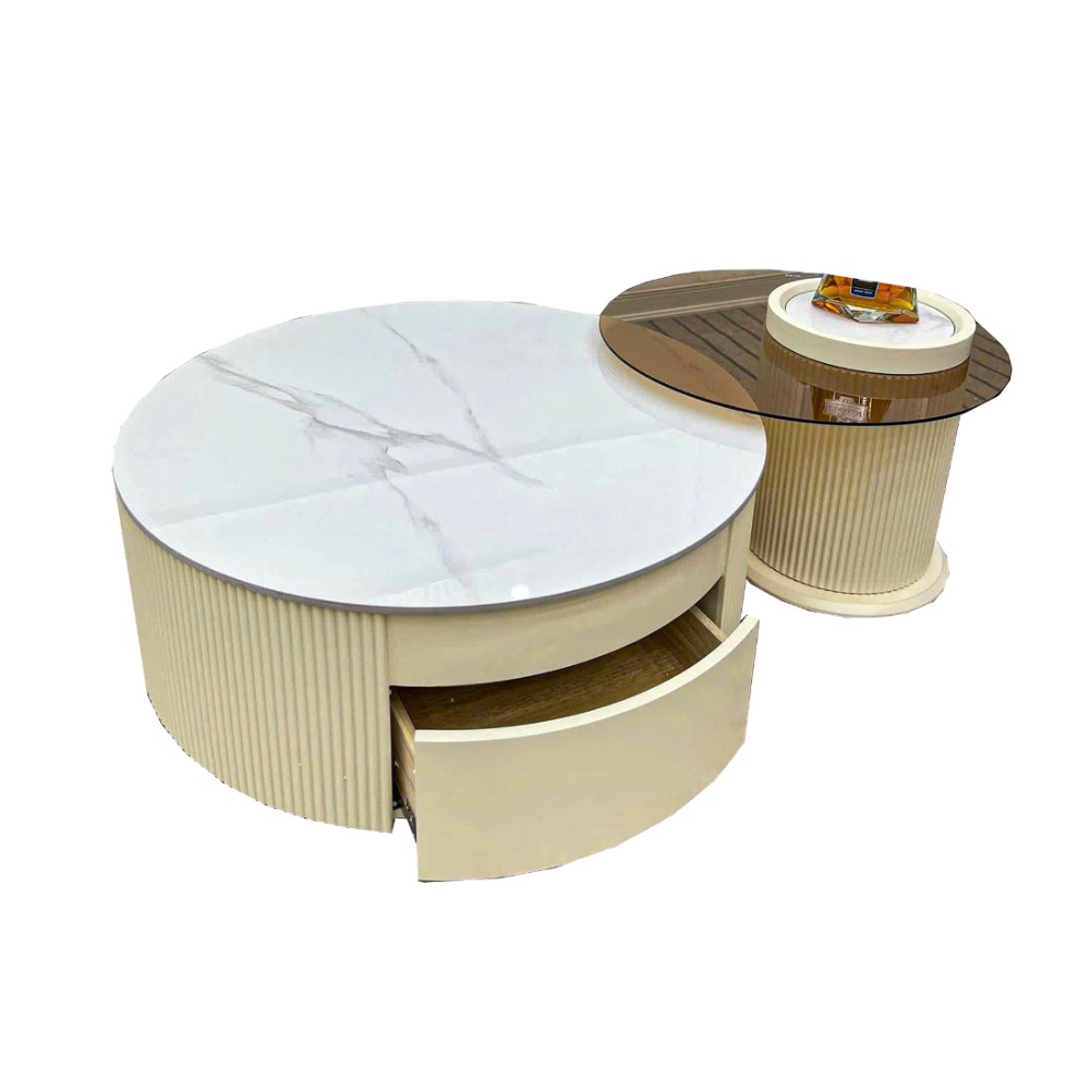 Bàn Trà Gỗ MDF Hình Tròn Sang Trọng BTHM02 1 Bàn Trà Gỗ MDF Hình Tròn Sang Trọng BTHM02