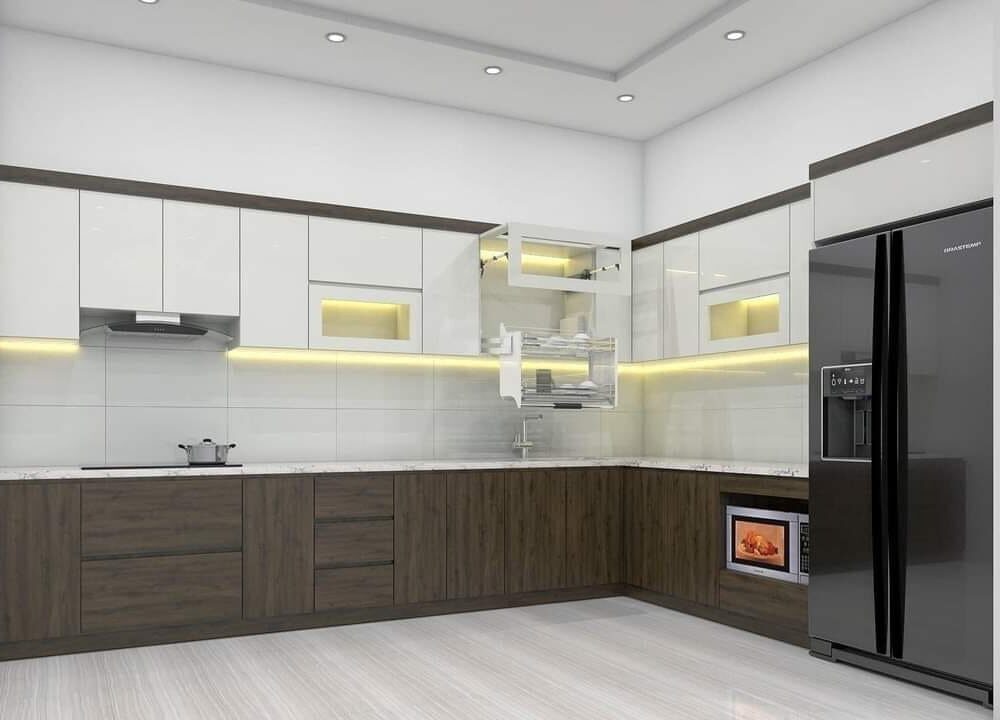 Tủ bếp gỗ MDF Cốt xanh chống ẩm TBHM69