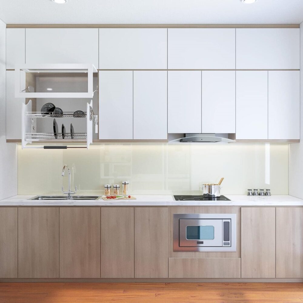 Tủ bếp gỗ MDF Cốt xanh chống ẩm TBHM70