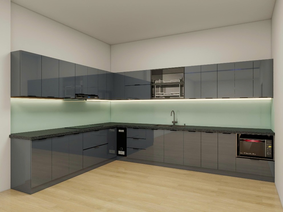 Tủ bếp Inox Cánh Kính TBHM21 1 Tủ bếp Inox Cánh Kính TBHM21