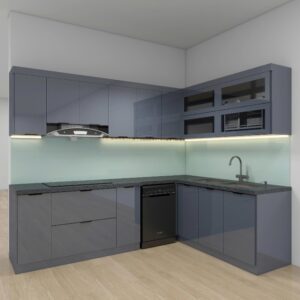 Tủ bếp Inox Cánh Kính TBHM22