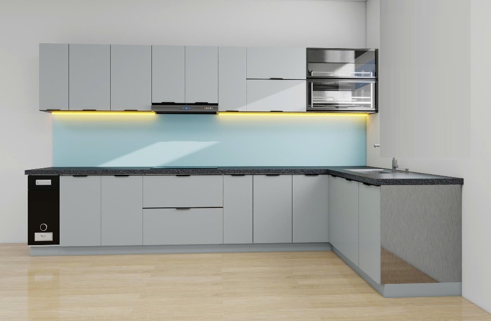 Tủ bếp Inox Cánh Kính TBHM23 1 Tủ bếp Inox Cánh Kính TBHM23