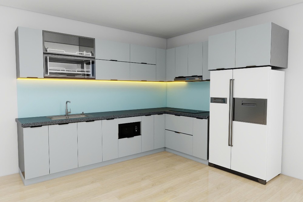 Tủ bếp Inox Cánh Kính TBHM29 1 Tủ bếp Inox Cánh Kính TBHM29