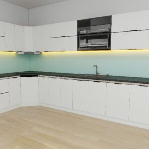 Tủ bếp Inox Cánh Kính TBHM35