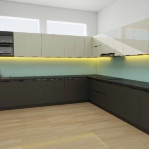 Tủ bếp Inox Cánh Kính TBHM38