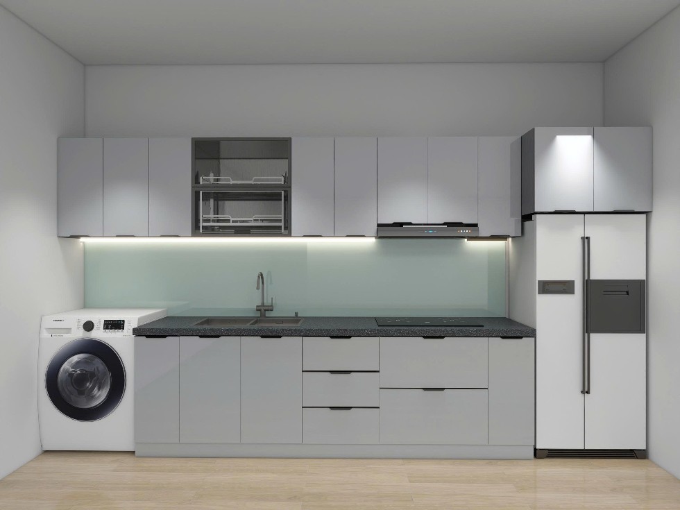 Tủ bếp Inox Cánh Kính TBHM43 1 Tủ bếp Inox Cánh Kính TBHM43